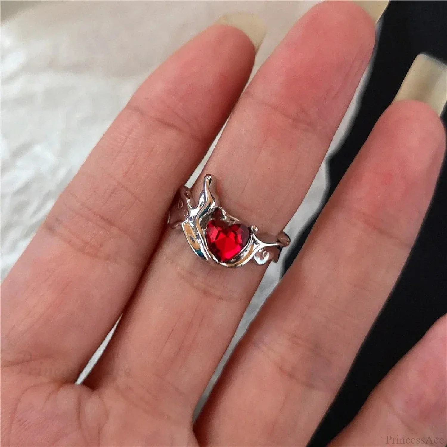 Dark Rebel Crimson Gem Cross Ring - Image 17