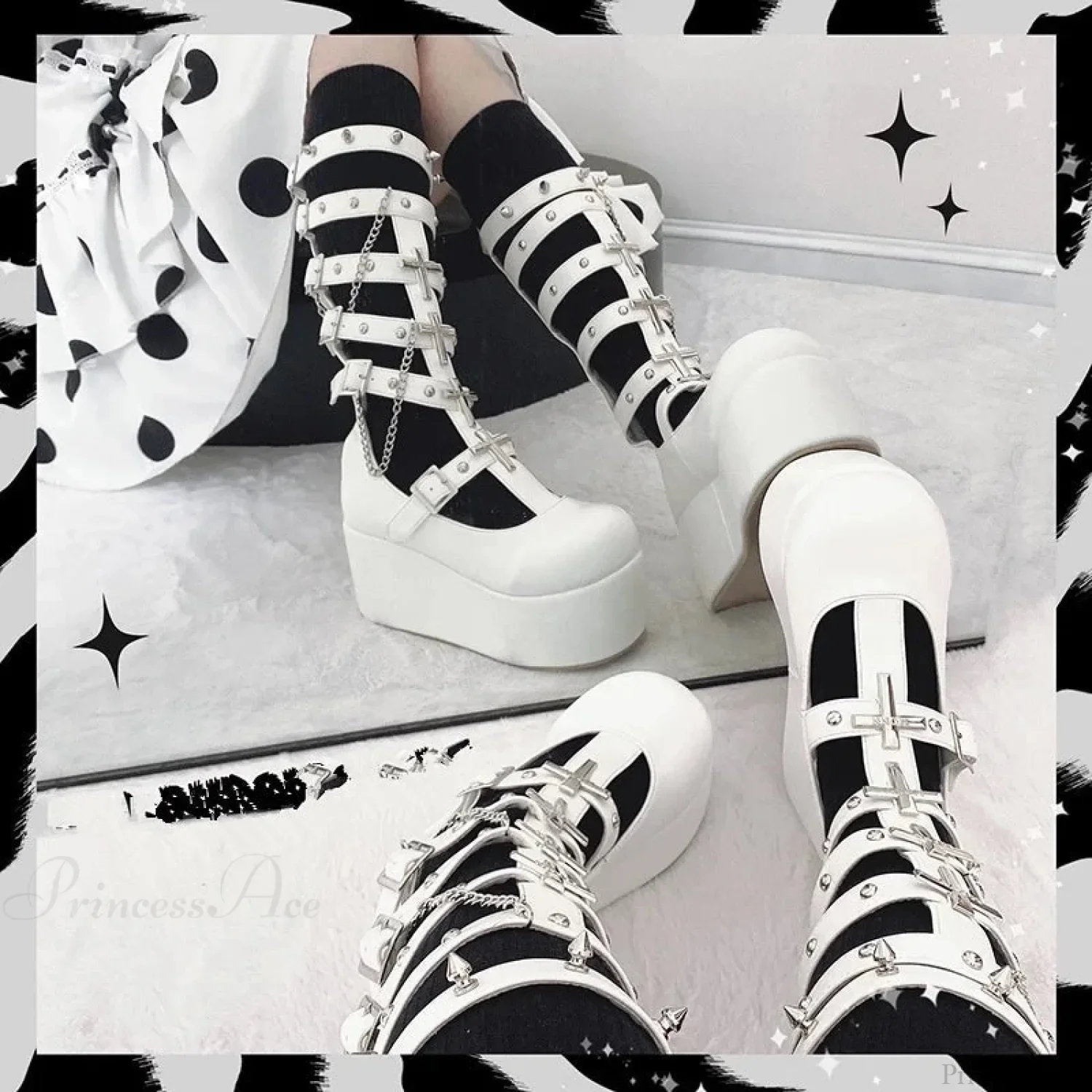 Dark Rebel Metal Chain Platform Chunky Boot - Image 6