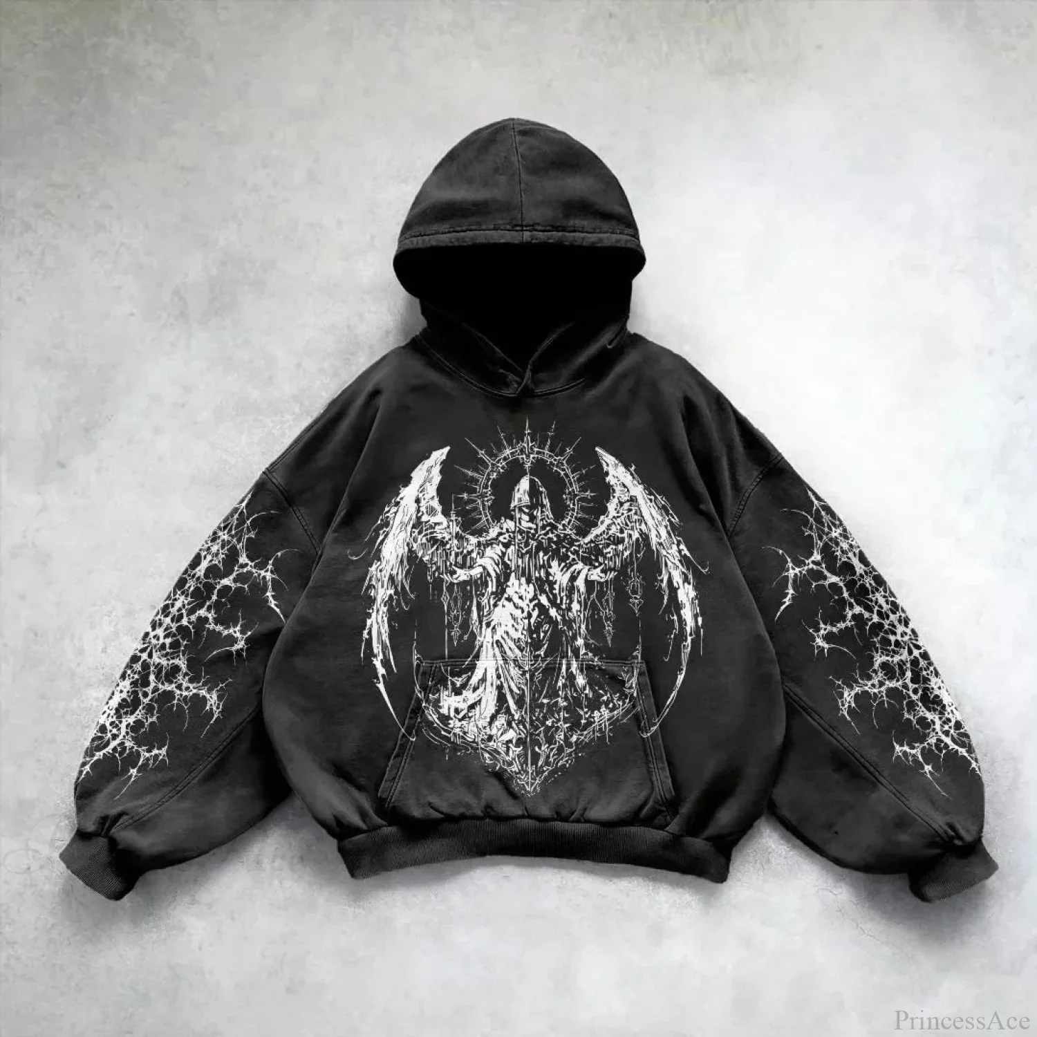 Dark Rebel Pattern Oversized Hoodie - Image 6