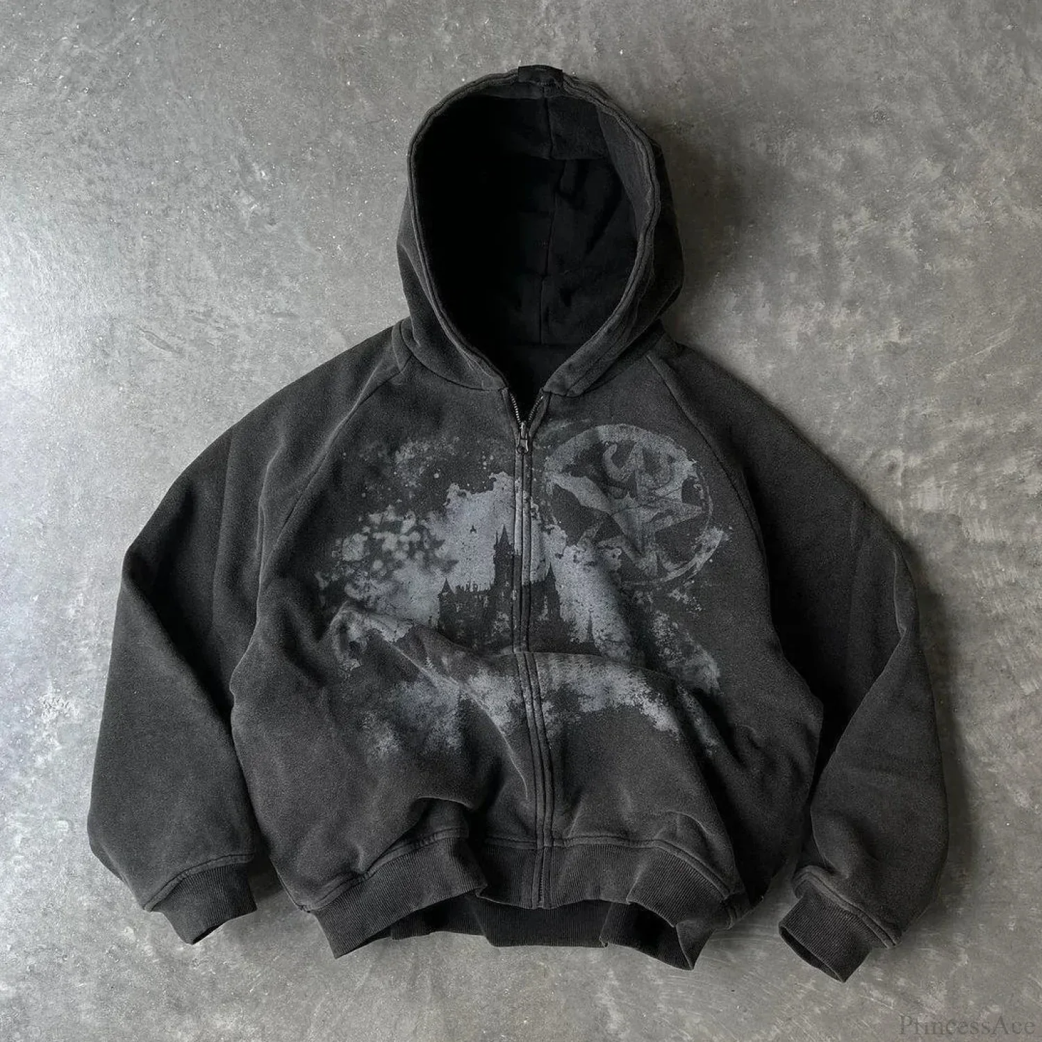 Dark Rebel Pattern Zip Hoodie - Image 3