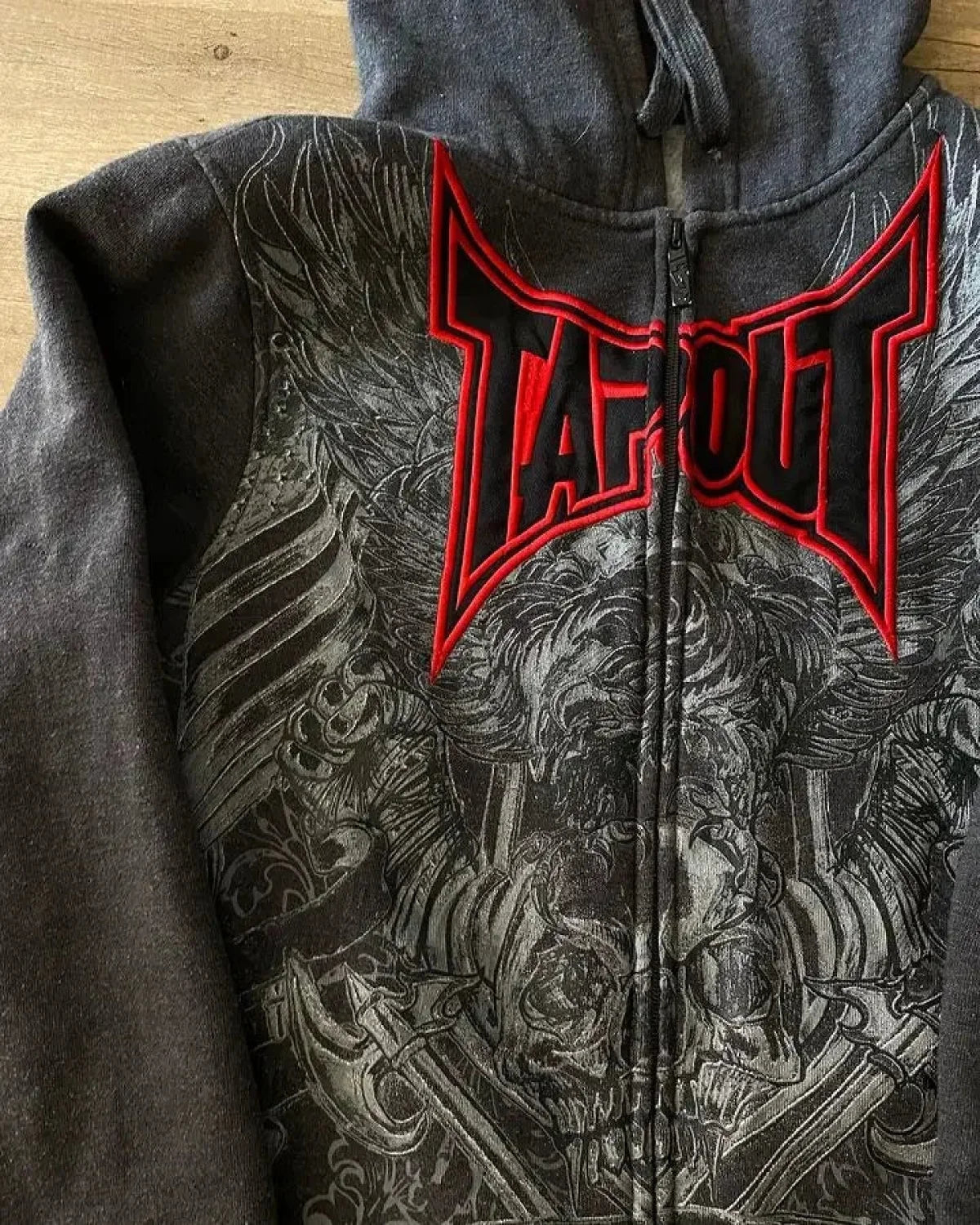 Dark Rock Letter Embroidery Hoodie - Image 2