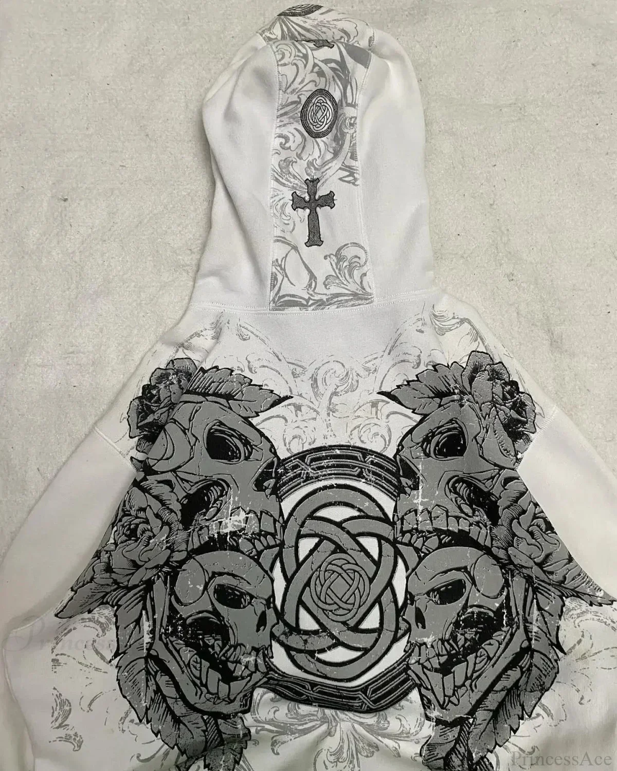Dark Skull Oversized Zipper Hoodie - Image 3