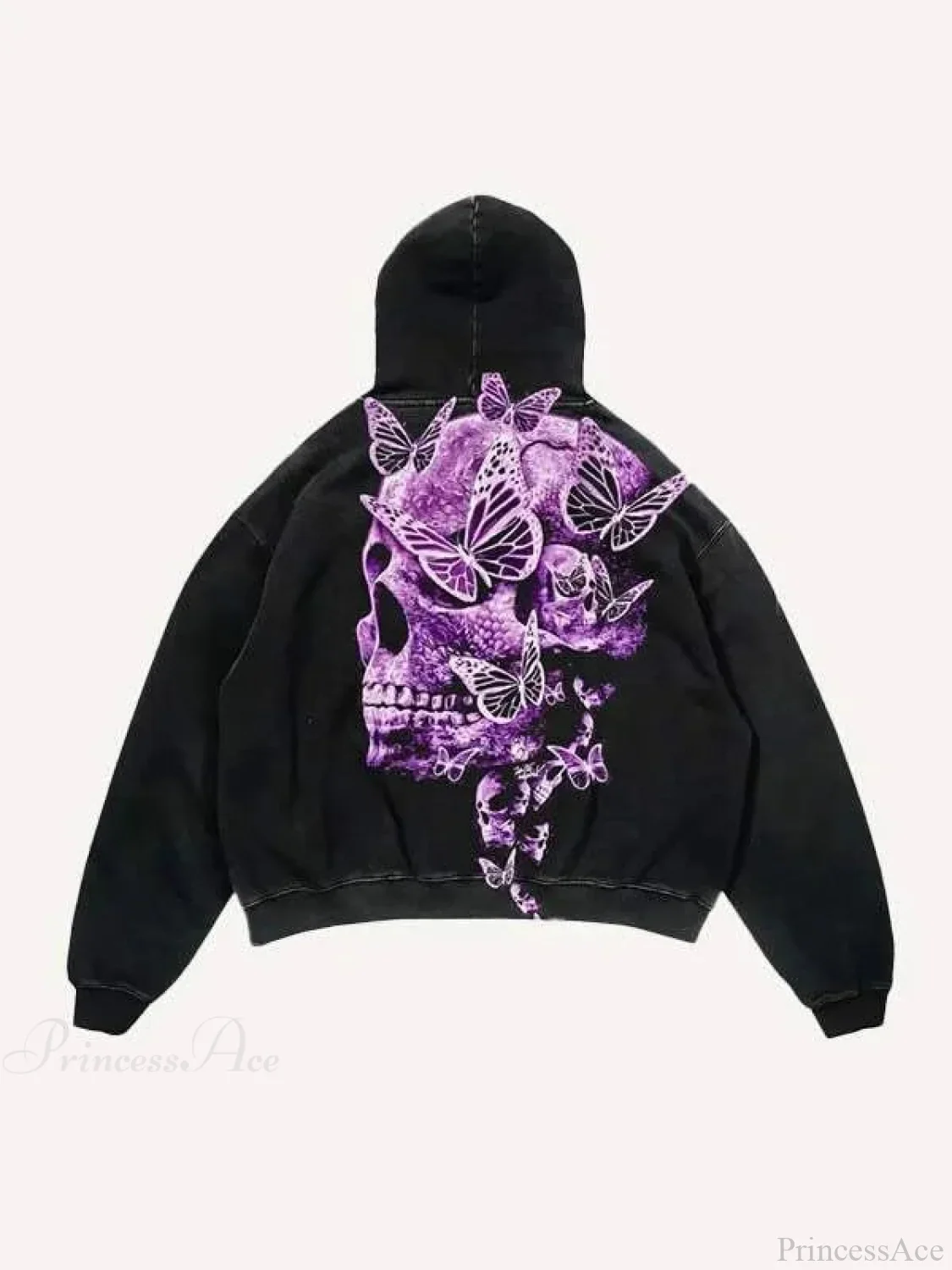 Dark Skull Print Oversized Hoodie - Image 5
