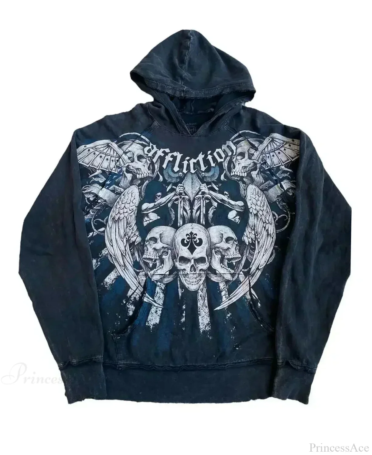 Dark Skull Print Oversized Hoodie - Image 10