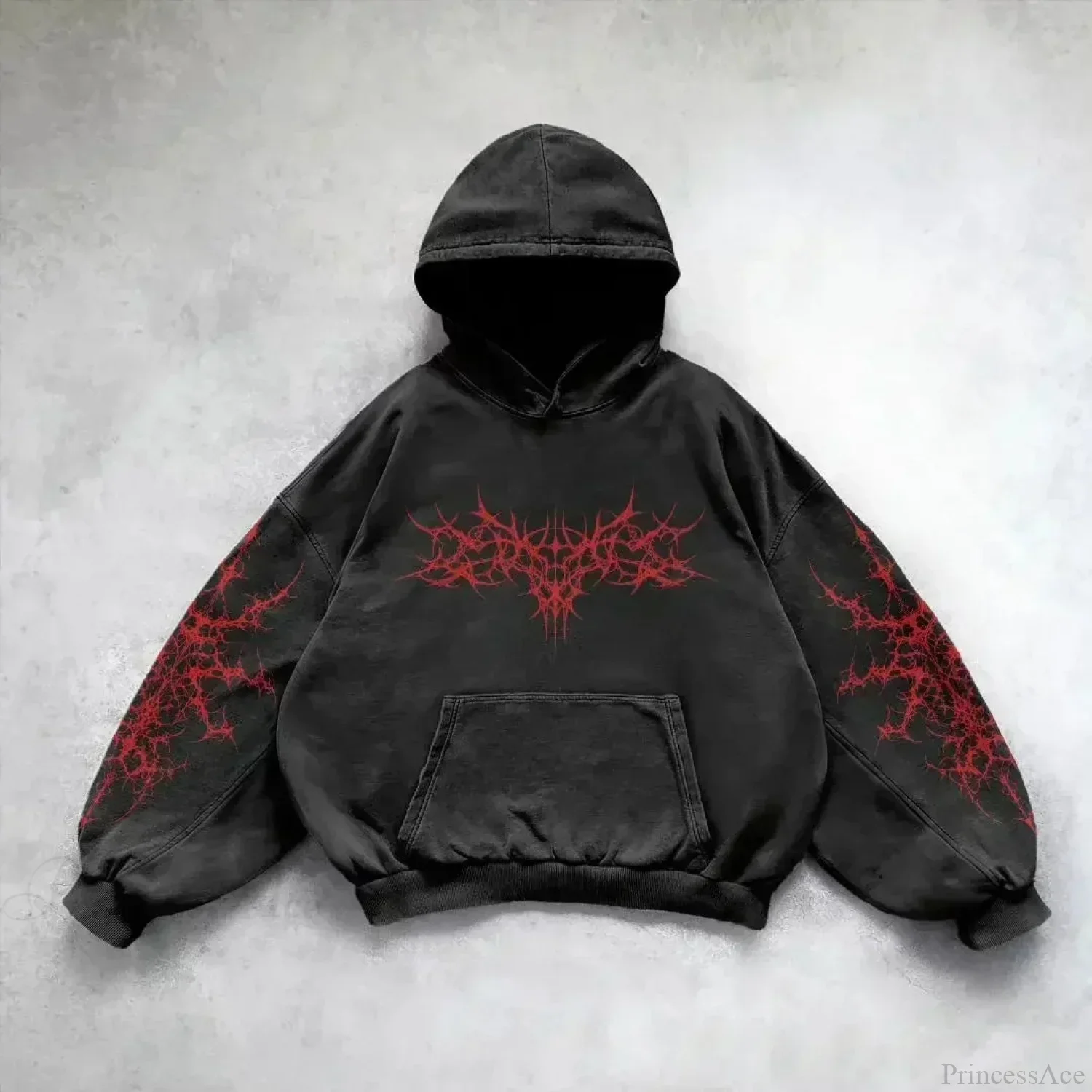 Dark Skull Print Oversized Hoodie - Image 11