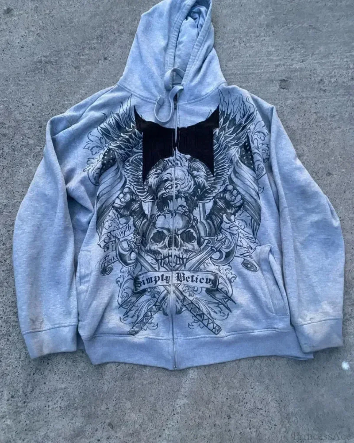 Dark Skull Print Rebel Hoodie - Image 10