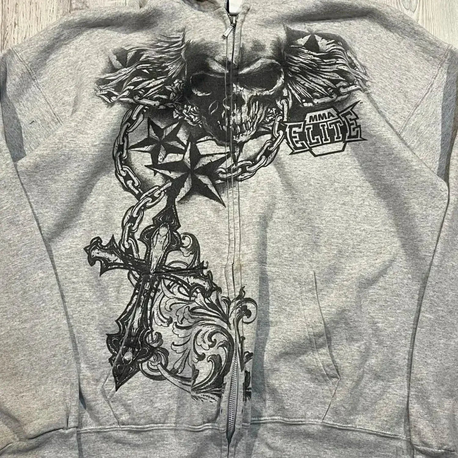 Dark Skull Print Rebel Hoodie - Image 3