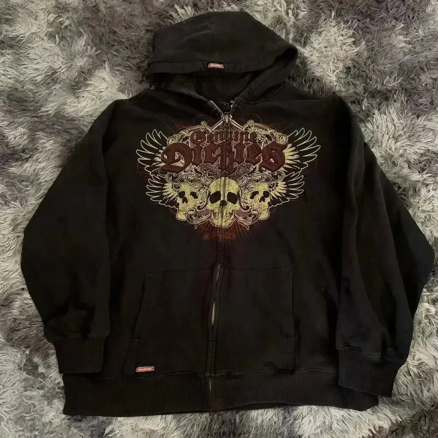 Dark Skull Print Rebel Hoodie - Image 4