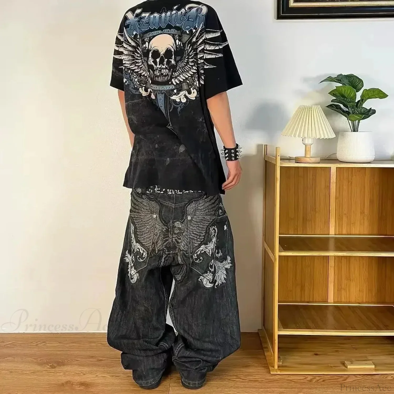 Dark Skull Print Tall Waist Pant - Image 8