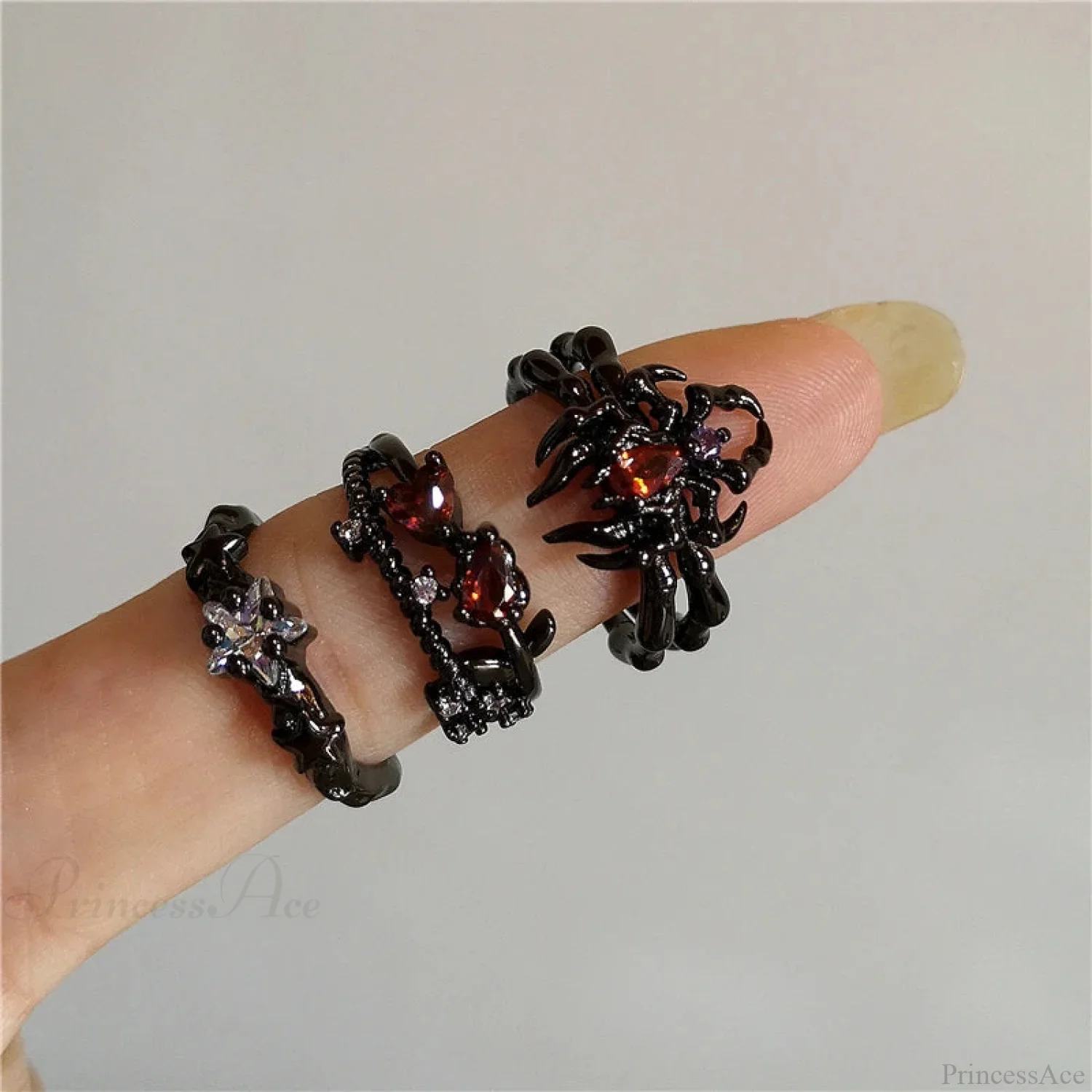 Dark Thorny Rose Pair Ring - Image 2