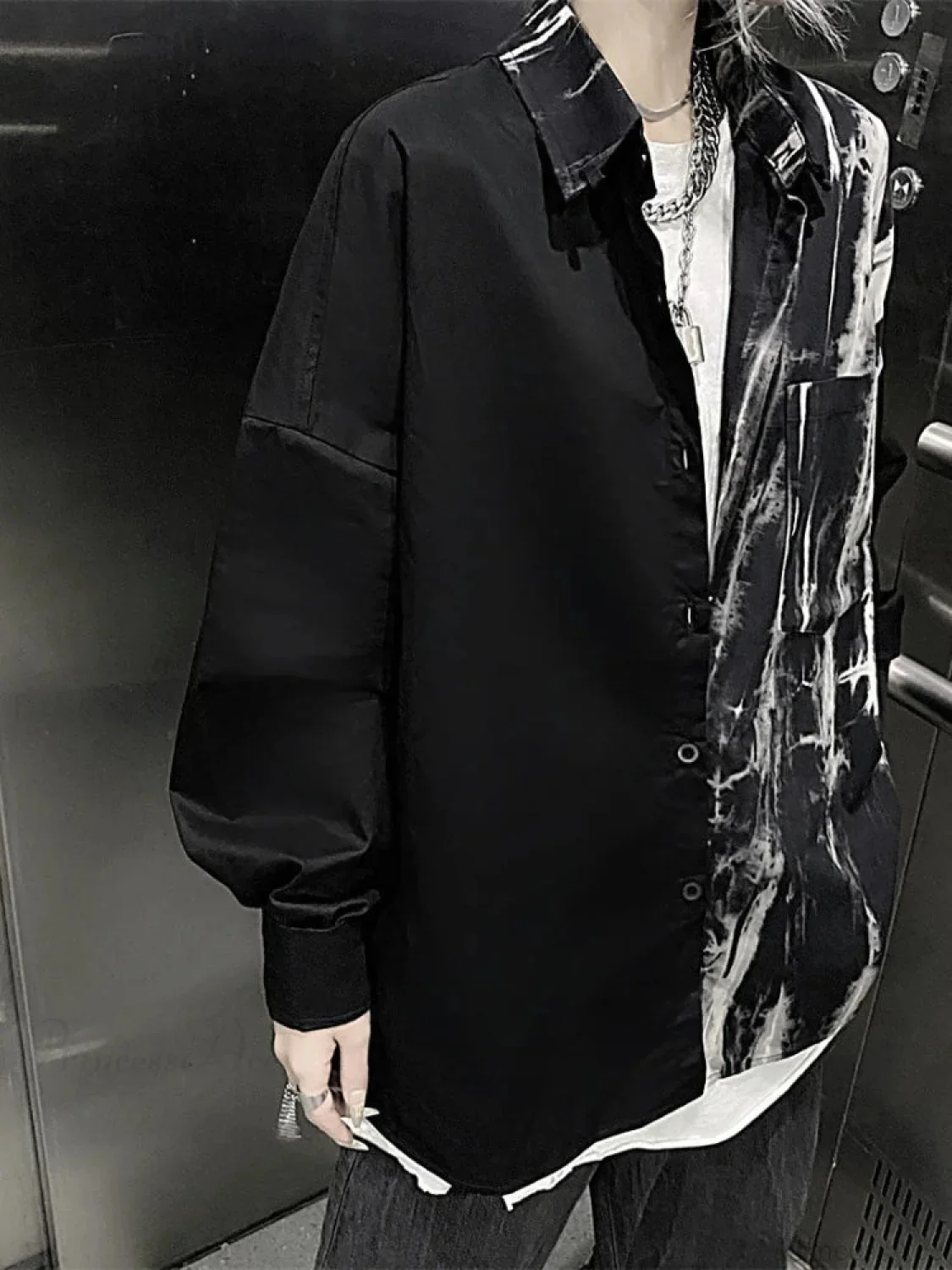 Dark Tie-dye Baggy Blouse - Image 3