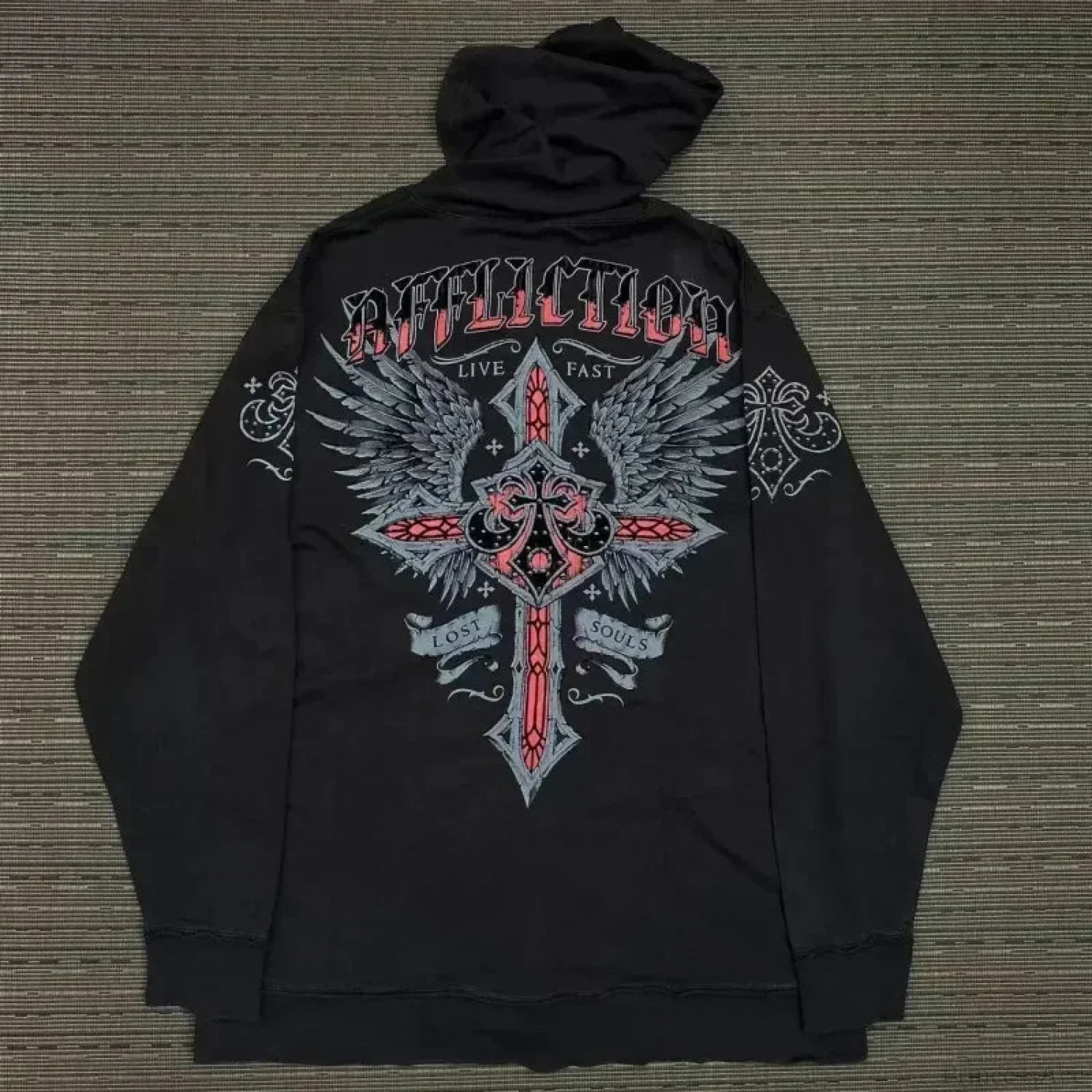 Dark Vintage Design Zipper Hoodie - Image 12