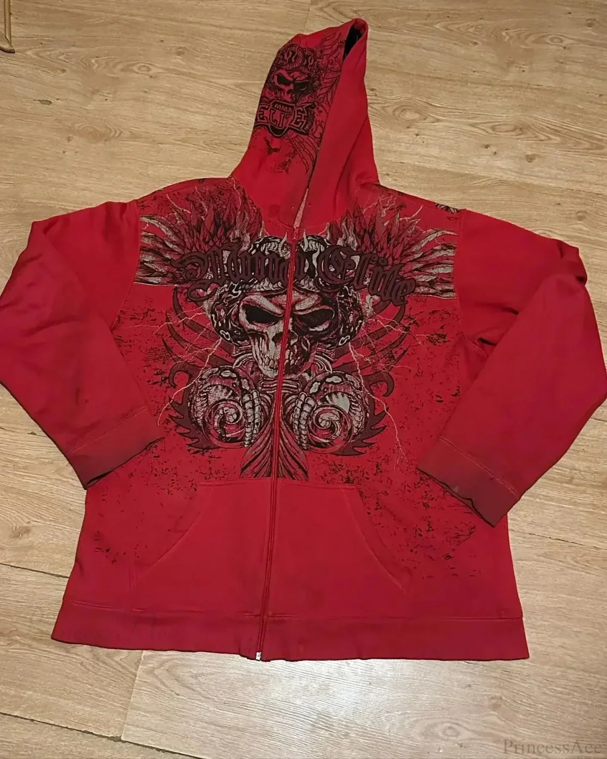 Dark Vintage Design Zipper Hoodie - Image 13