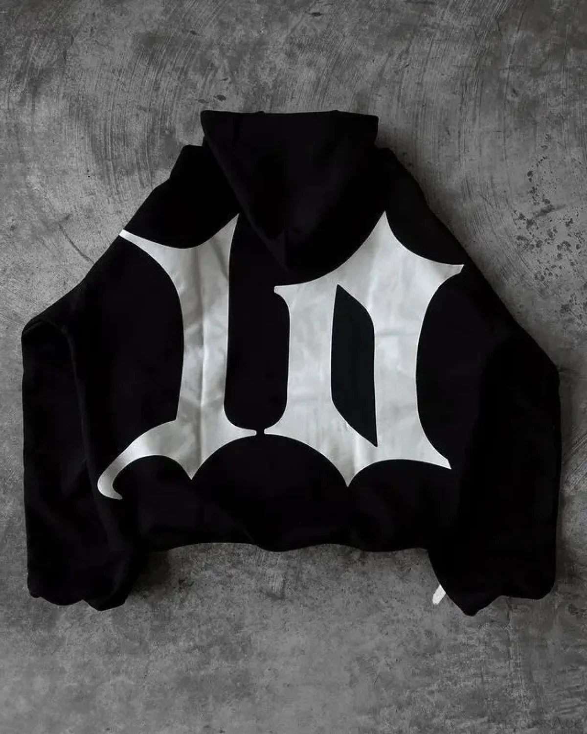 Dark Vintage Visual Print Hoodie - Image 2