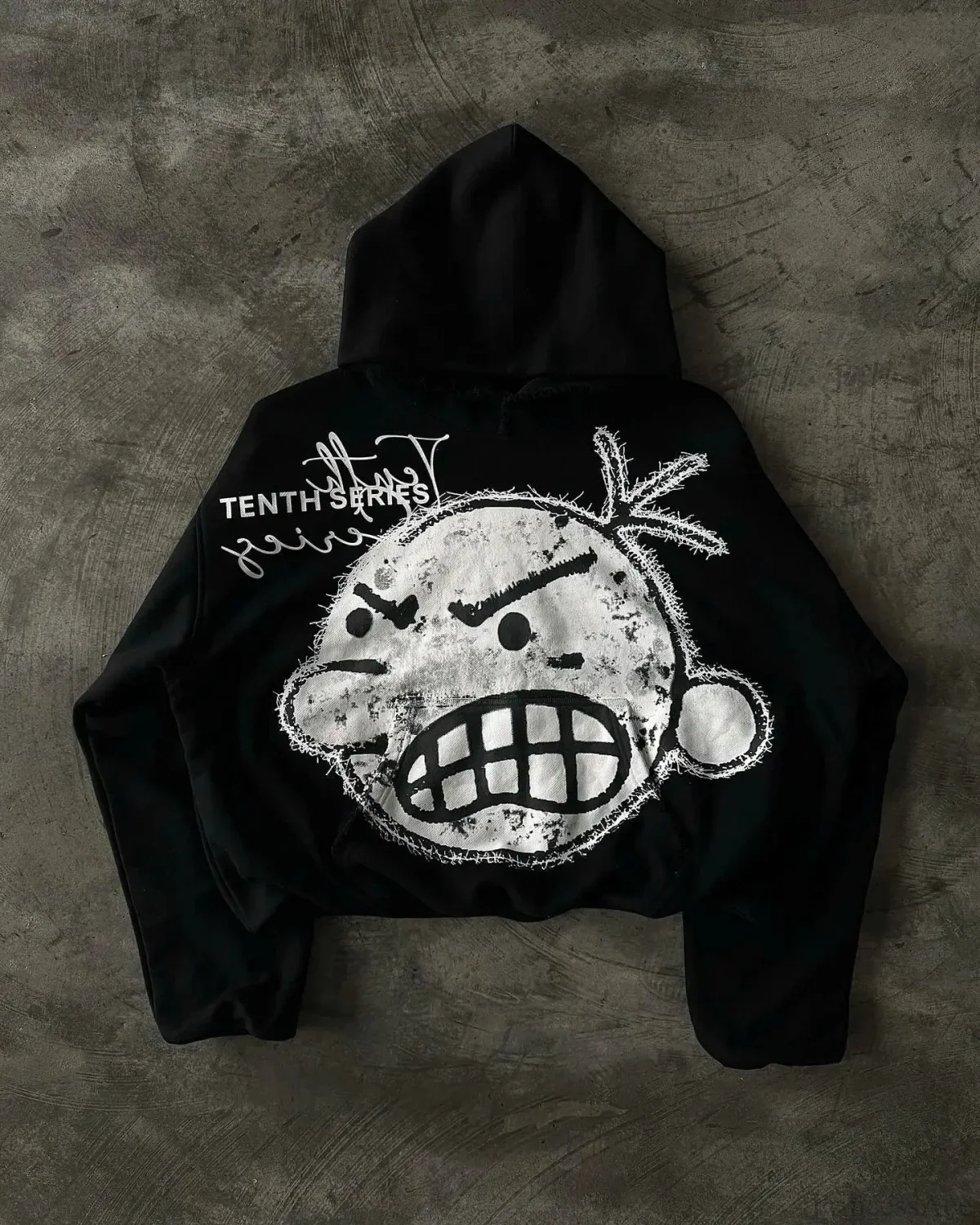Dark Vintage Visual Print Hoodie - Image 3
