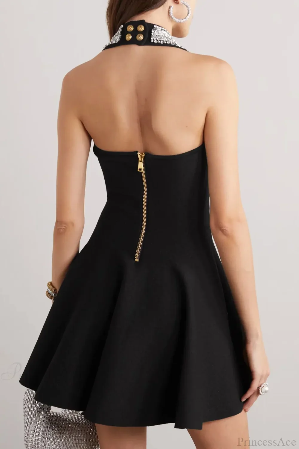 Dazzling Diamonds Halter Mini Party Dress - Image 6