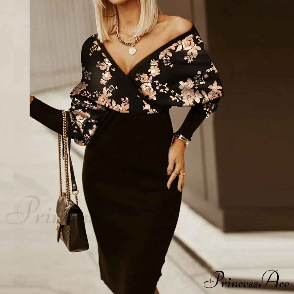 Deep - Party - V-Neck Plaid Gown Long Hip Streetwear Arm Spring Casual Autumn Gown Striped Vestidos - Image 9