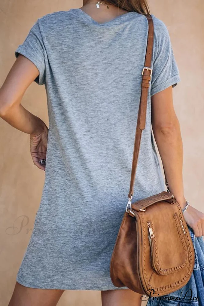 Deep T-shirt V-neck Dress - Image 2