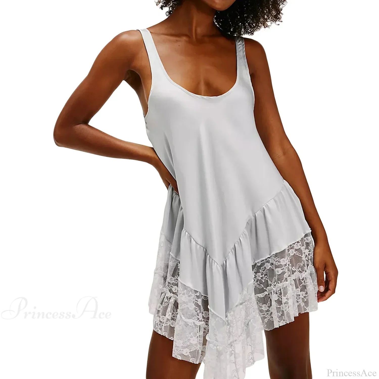 Deep U-Neck Ruffled Mini Dress - Image 11