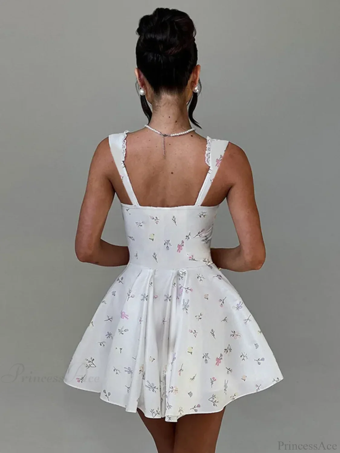 Deep V Backless Pleated Mini Dress - Image 2
