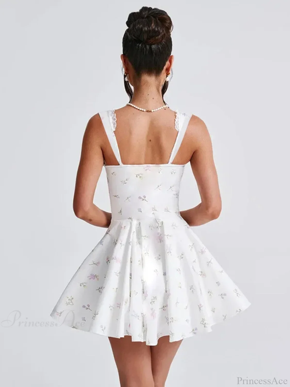 Deep V Backless Pleated Mini Dress - Image 7