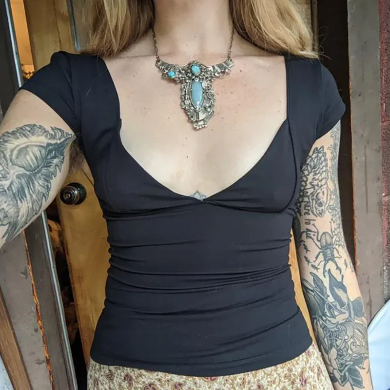 Deep V Low Cut Crop Top - Image 2