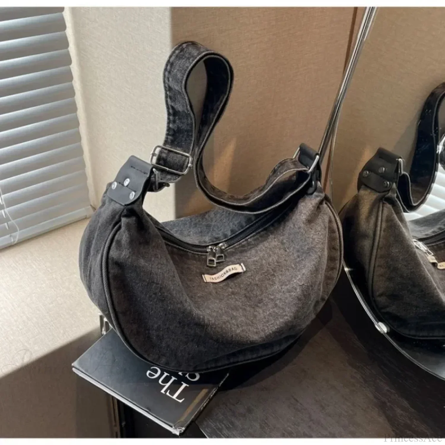 Denim Adjustable Strap Crossbody Shoulder Bag - Image 7
