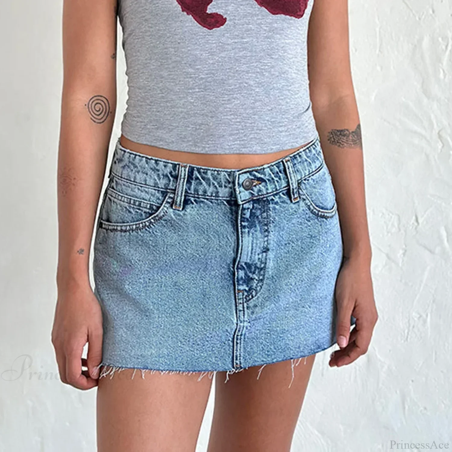 Denim Cargo Pocket Vintage Skirt - Image 4