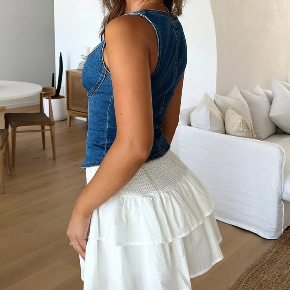 Denim Square Neck Crop Top - Image 5