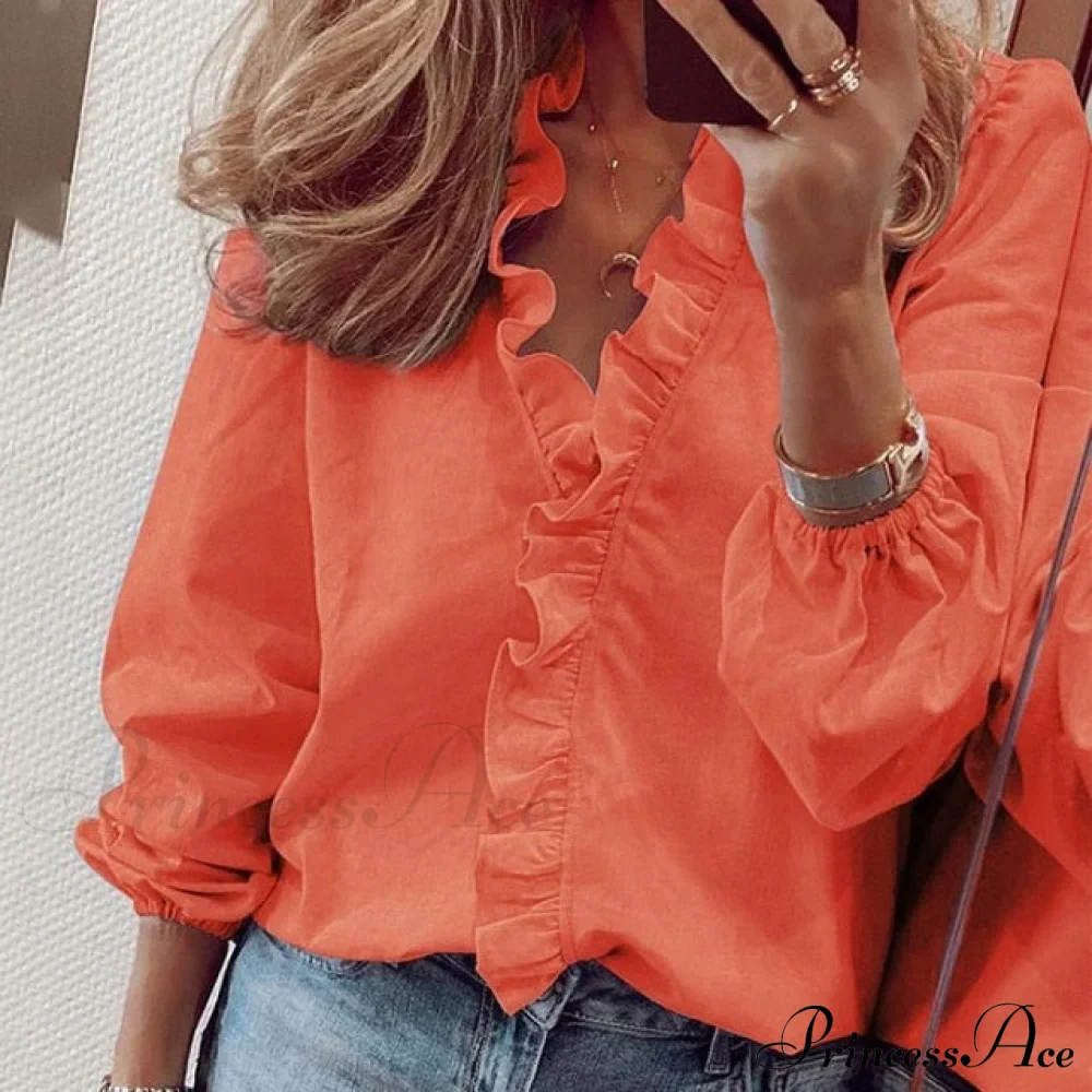 Bohemian V-neck Ruffles Floral Blouse