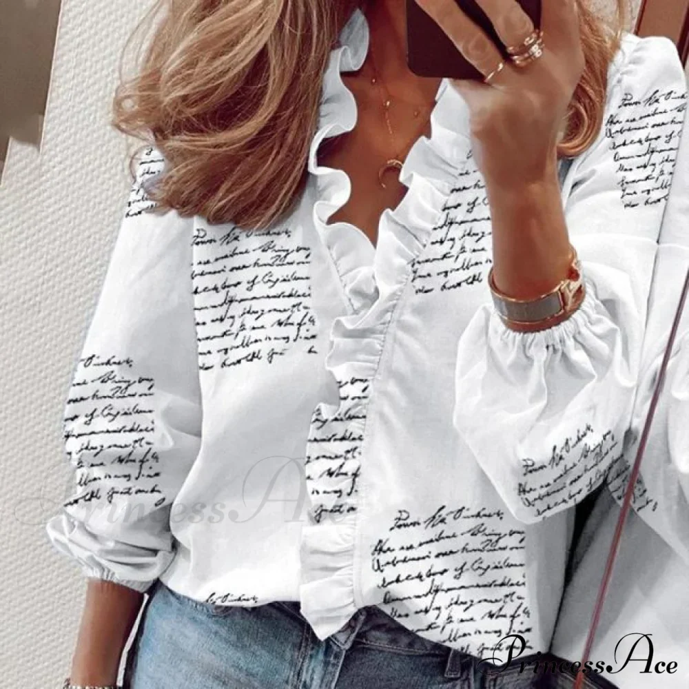 Bohemian V-neck Ruffles Floral Blouse - Image 10