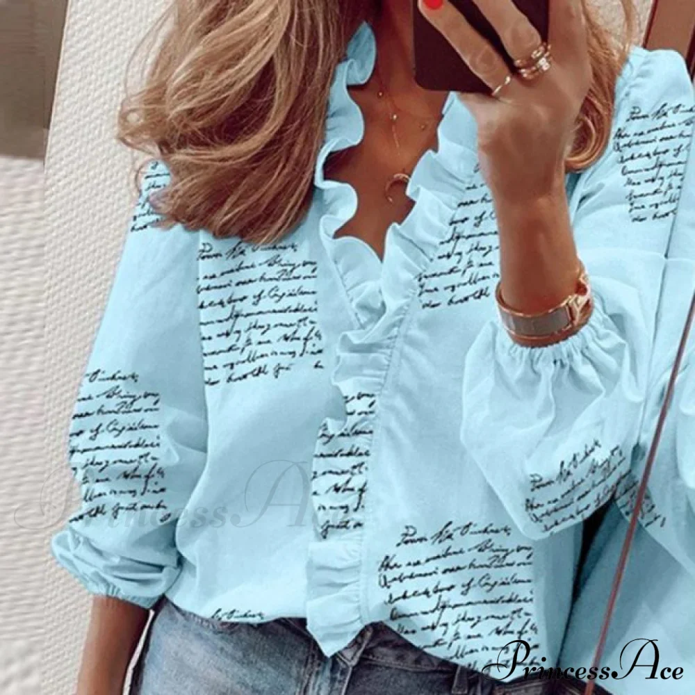 Bohemian V-neck Ruffles Floral Blouse - Image 11