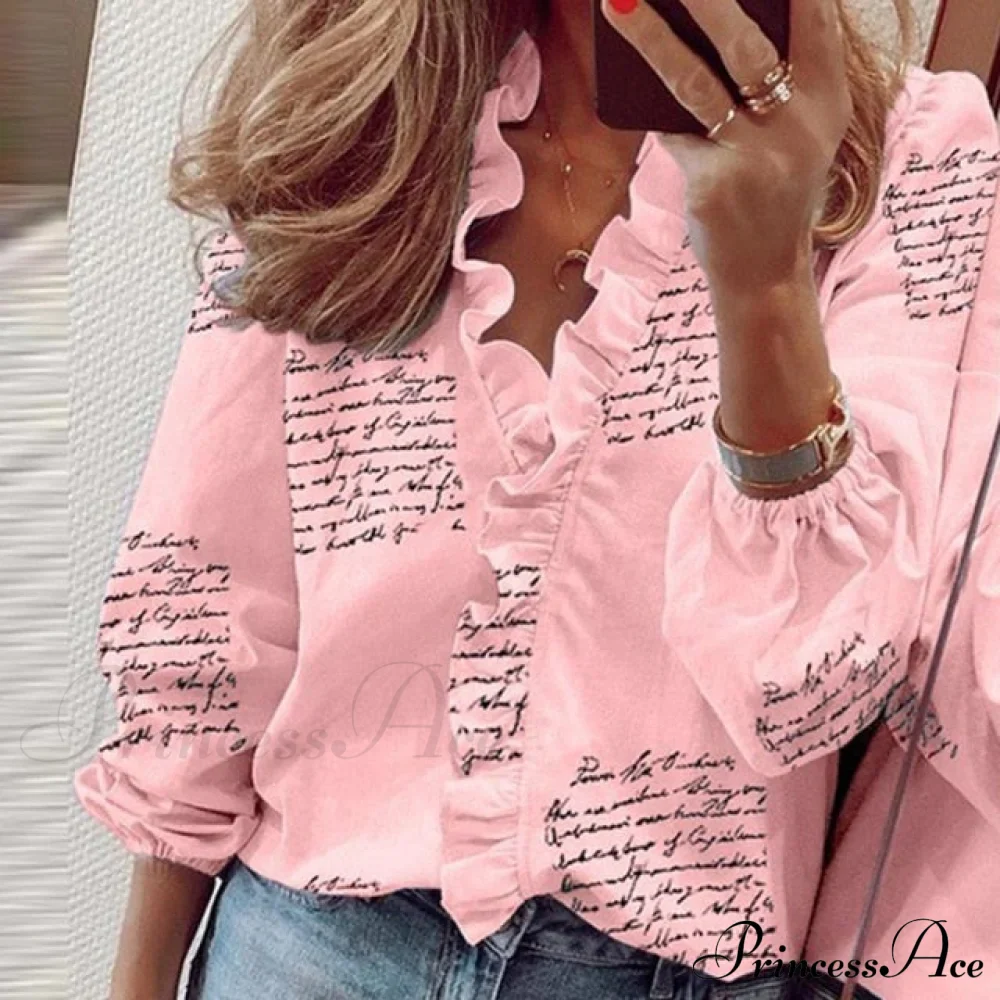 Bohemian V-neck Ruffles Floral Blouse - Image 12