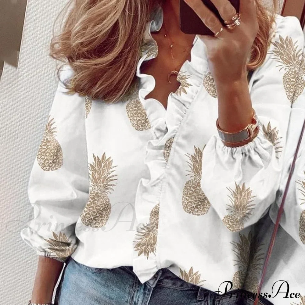 Bohemian V-neck Ruffles Floral Blouse - Image 18