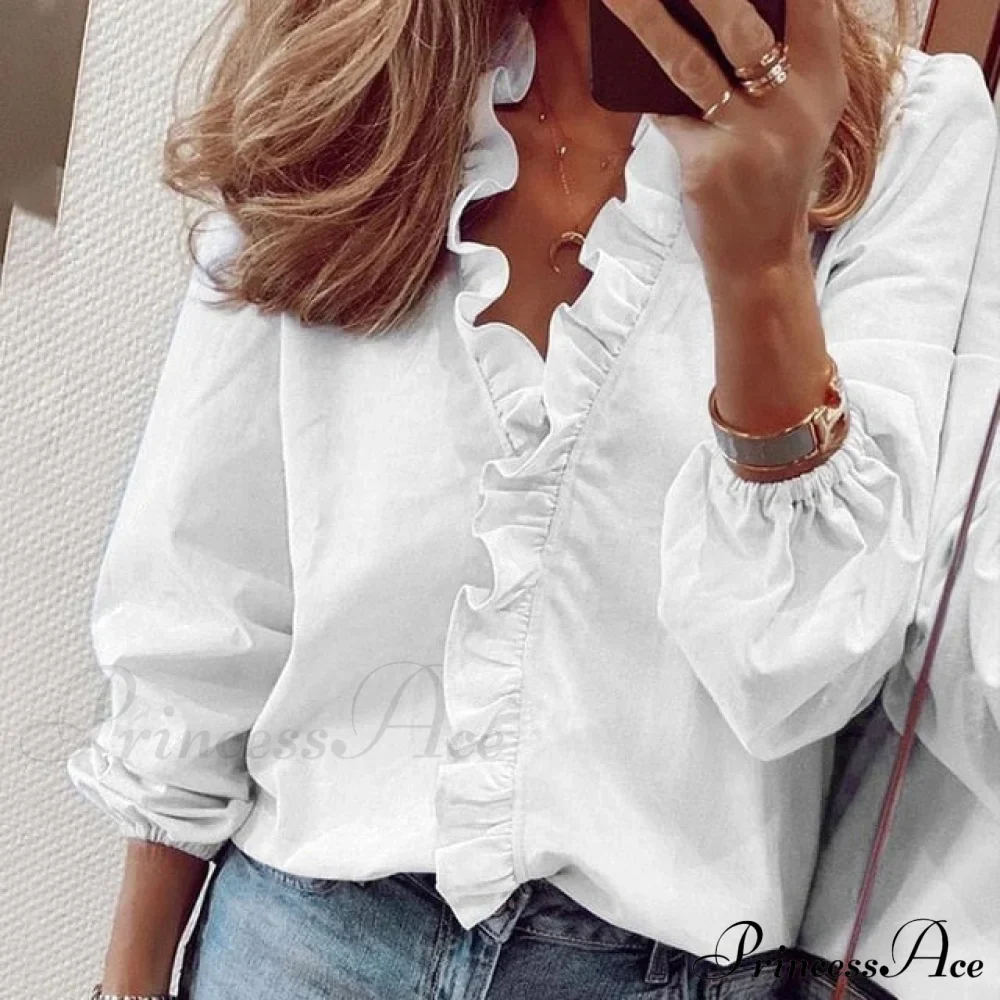 Bohemian V-neck Ruffles Floral Blouse - Image 3