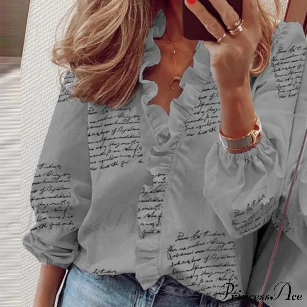Bohemian V-neck Ruffles Floral Blouse - Image 8