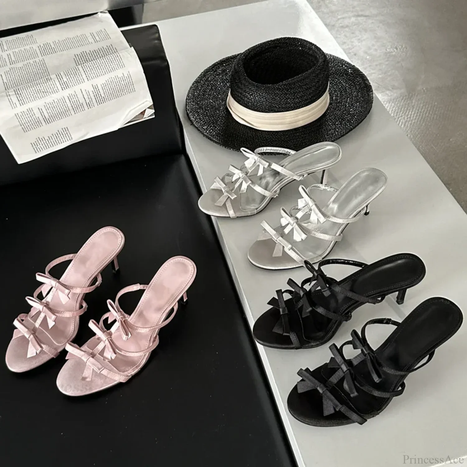 Design Flower Slippers Thin Narrow Band Summer Beach Party Low Heel Pump - Image 4