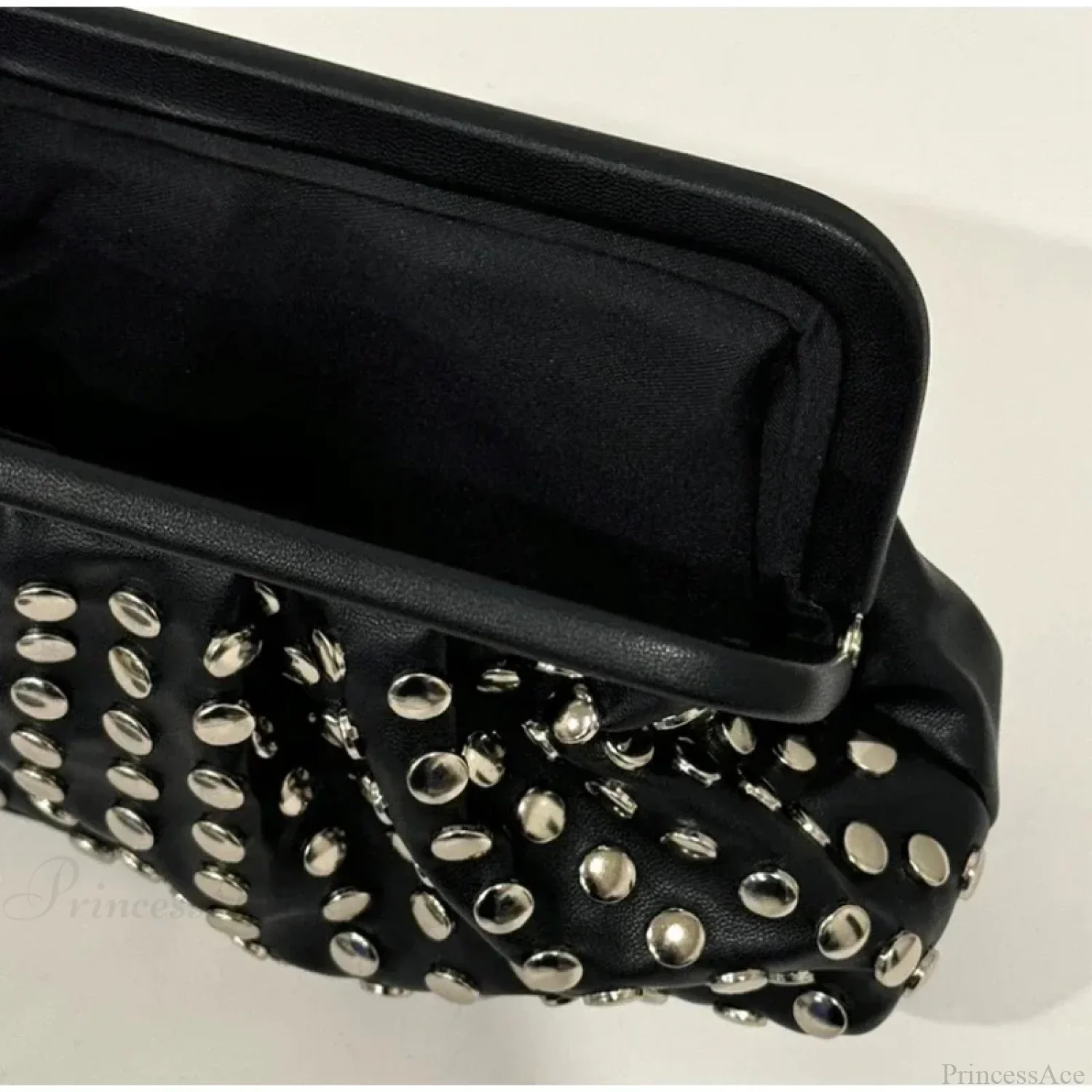 Designer Rivets Black Clutch Wristlet - Image 5