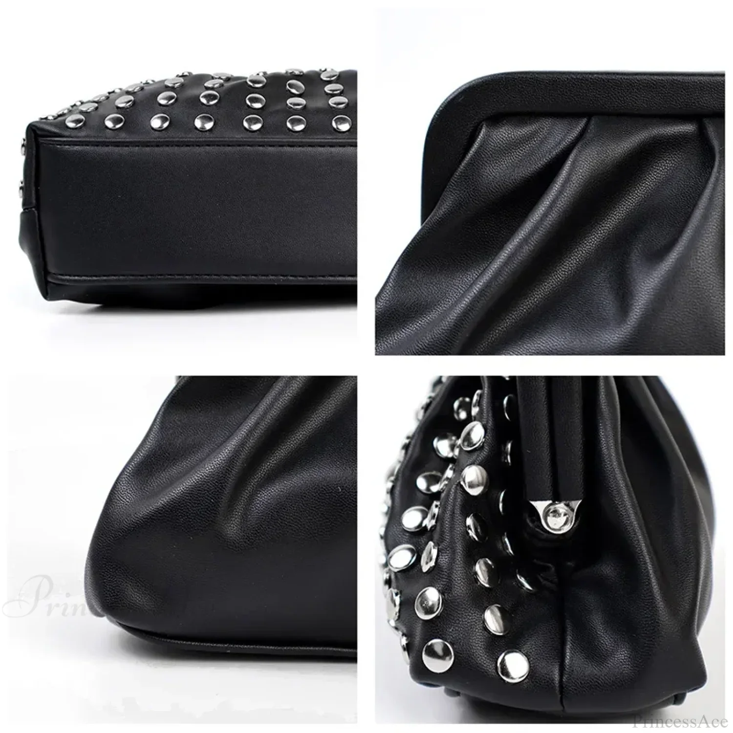 Designer Rivets Black Clutch Wristlet - Image 6