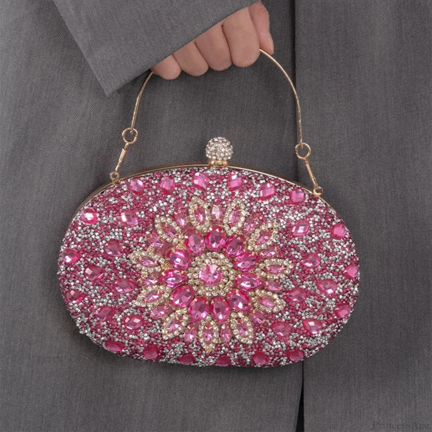 Diamond Luxury Crystal Clutch Evening Wedding Party Purse - Image 2