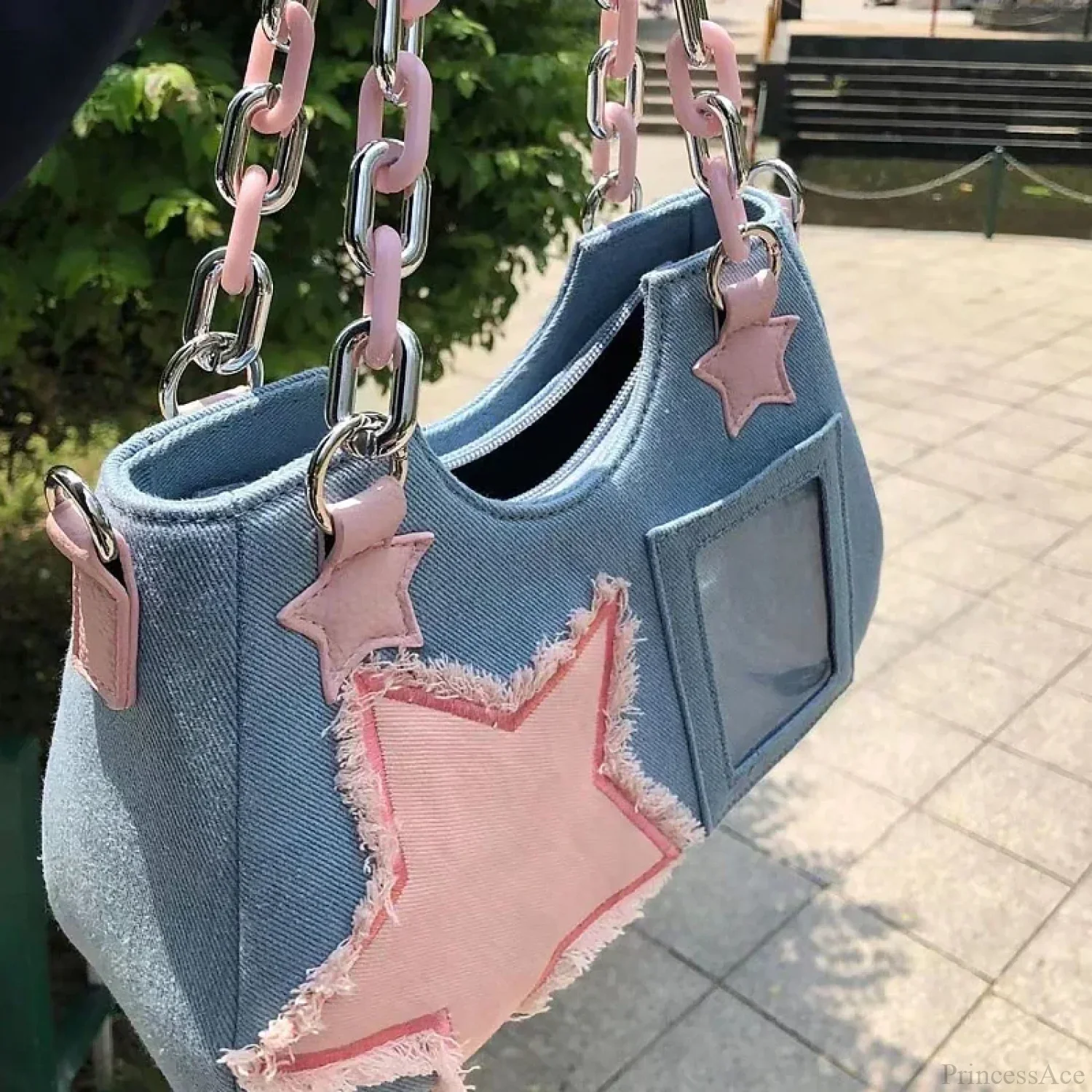 Diamond Silver Leather Crossbody Shoulder Bag