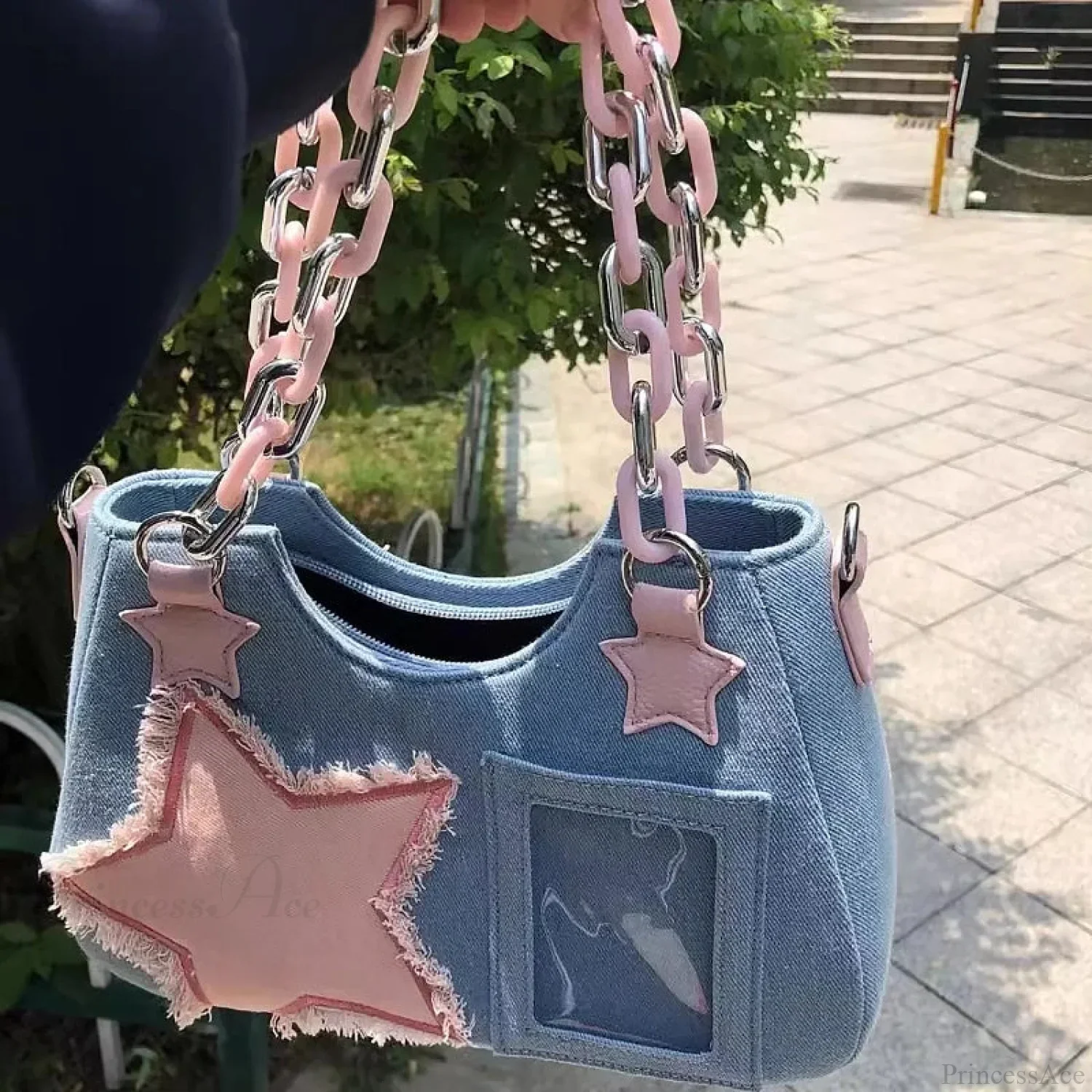 Diamond Silver Leather Crossbody Shoulder Bag - Image 3
