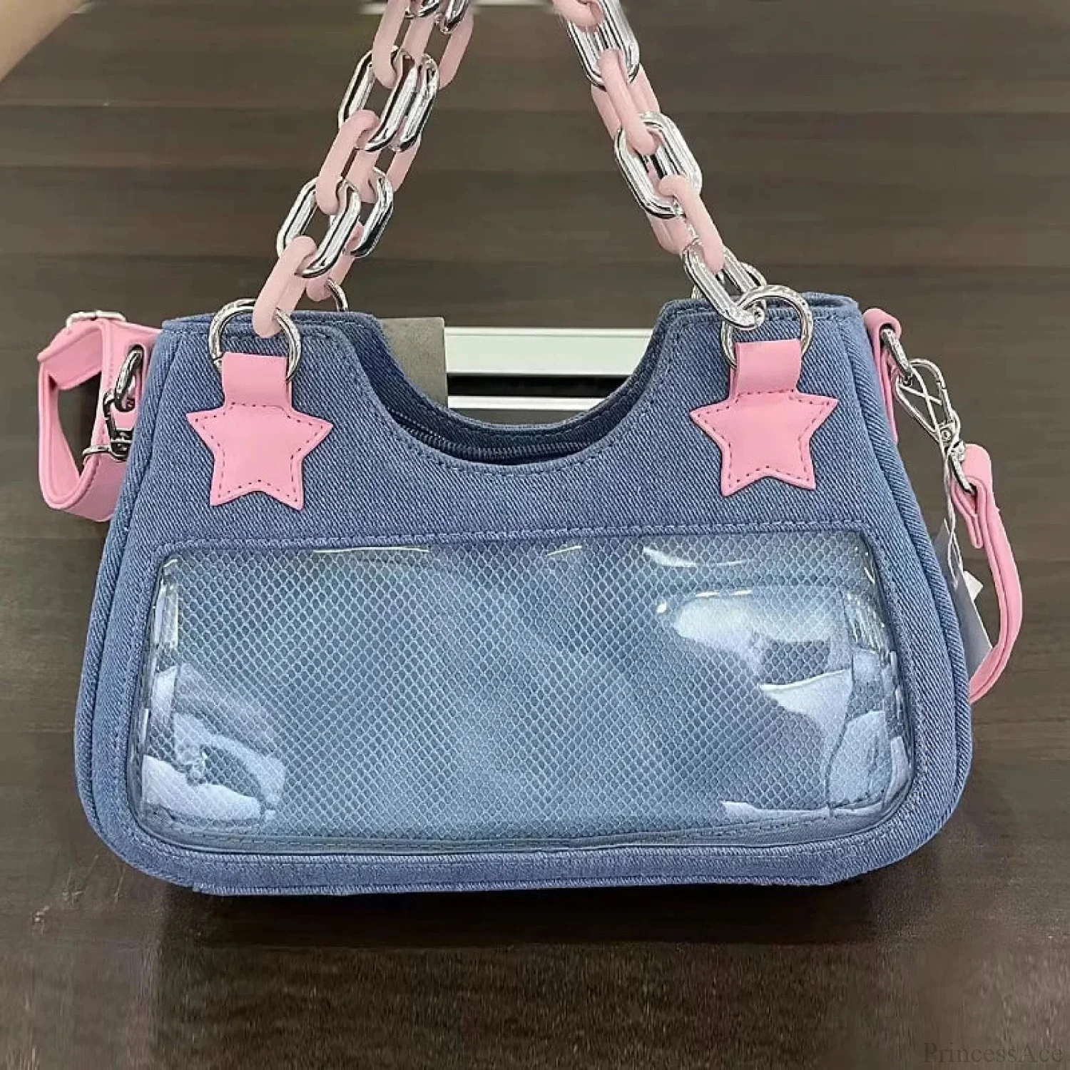 Diamond Silver Leather Crossbody Shoulder Bag - Image 5