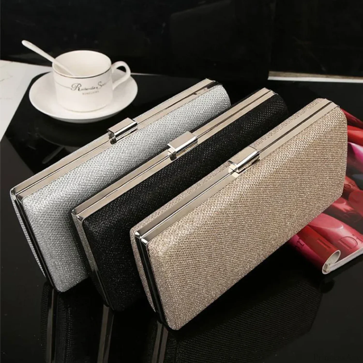 Diamond Wedding Clutch Evening Party Bag - Image 4