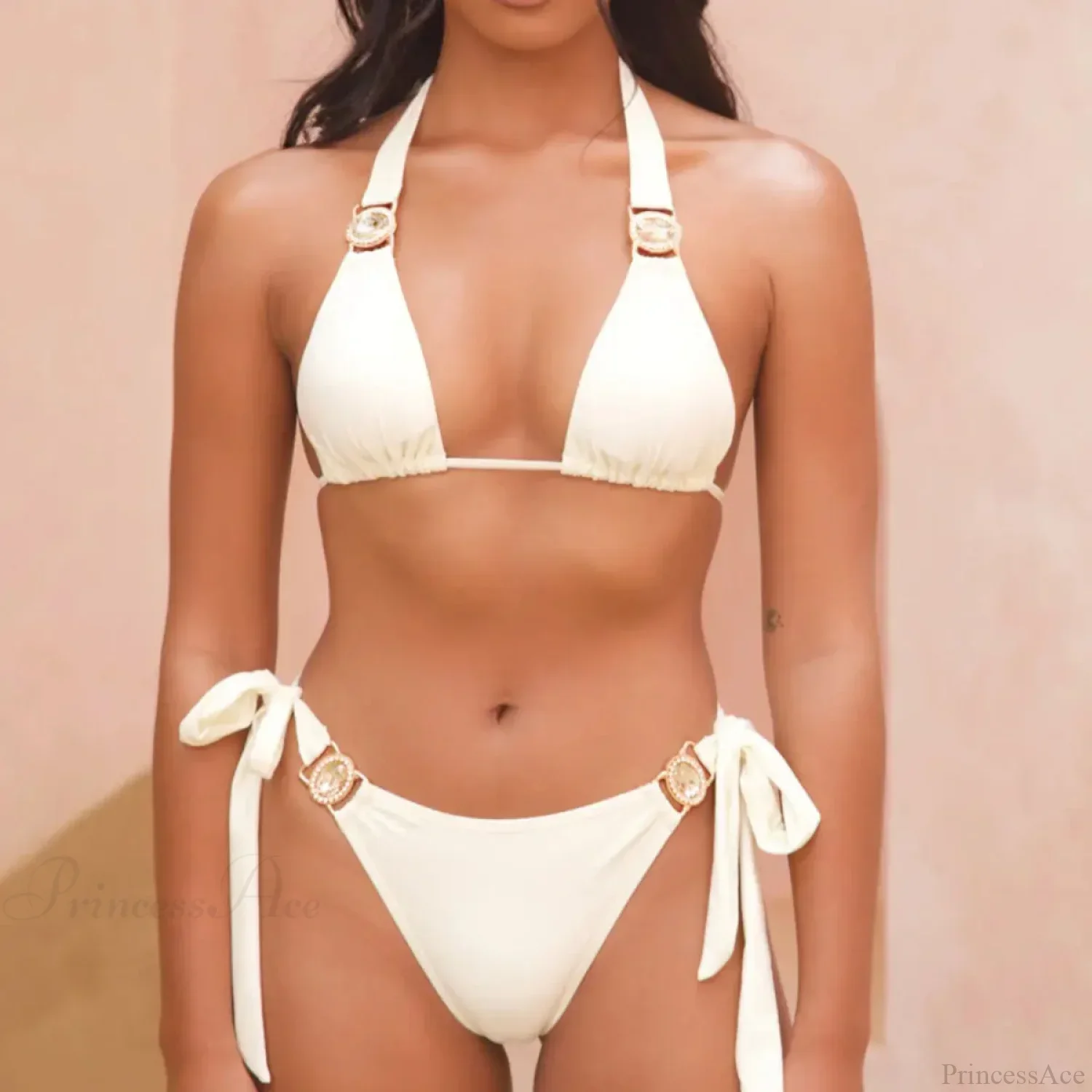 Diamonds Patchwork Halter Bikini Set - Image 7