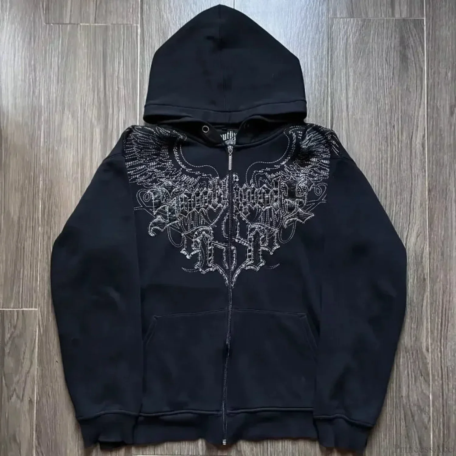 Distress Medieval Vintage Zip Hoodie - Image 9
