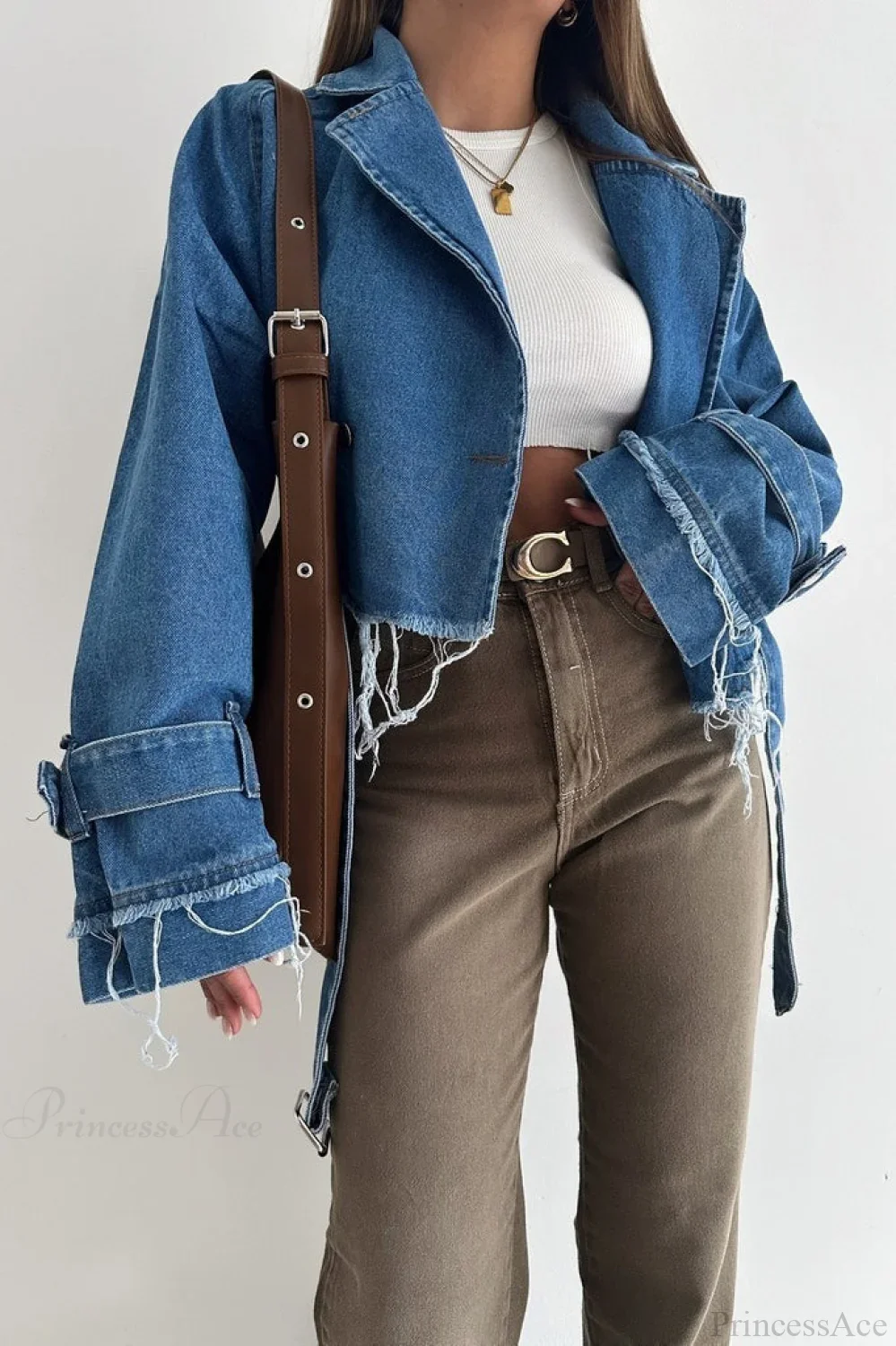 Distressed Lapel Denim Chic Jacket - Image 2