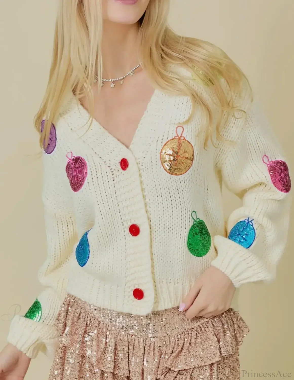Doll Collar Tie-Up Sweater Cardigan - Image 2