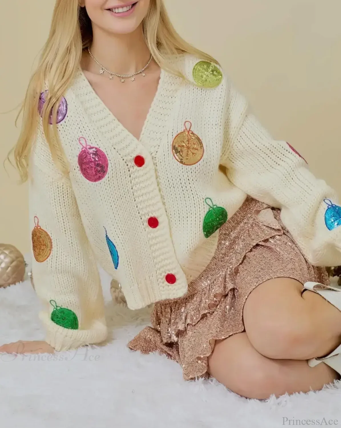 Doll Collar Tie-Up Sweater Cardigan - Image 4