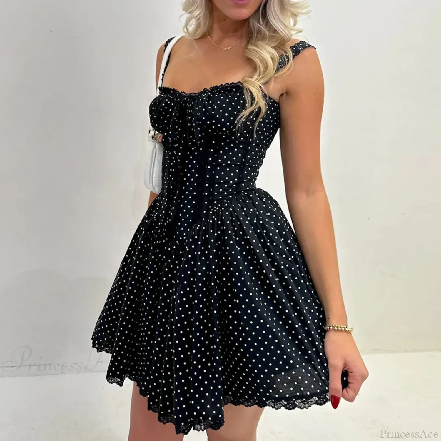 Dot Print Corset Mini Dress - Image 3